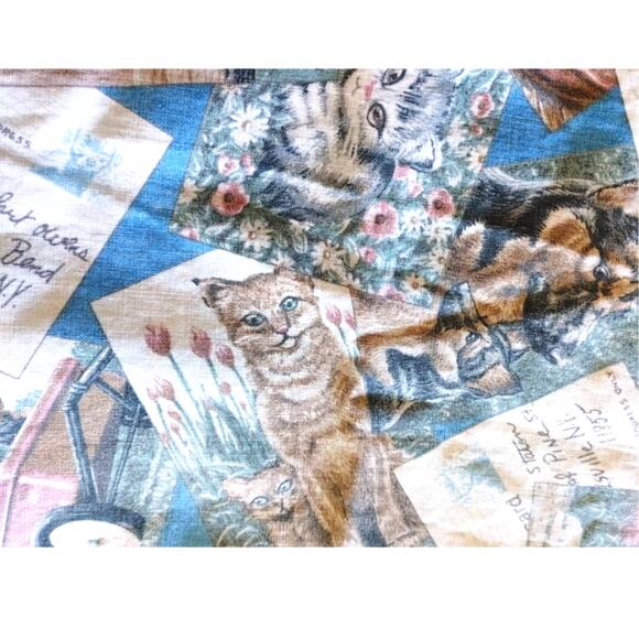 Vintage Cranston Print Works 2 yards Fabric Dog & Cat Post Card Radio Flyer USA - Picture 4 of 6